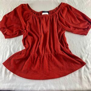 NWT Cinched Babydoll Peplum Blouse Top Love Cameron M